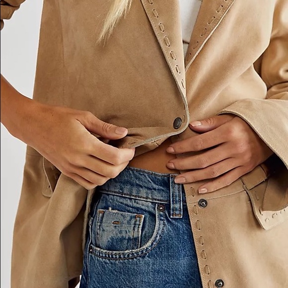 NWT Free People Shooting Star Suede Patchwork Blazer Jacket Z333-5 - Picture 3 of 5